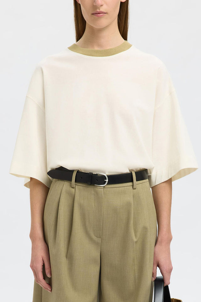 Selected Femme Egret Cool Woman 2/4 Oversized Tee 