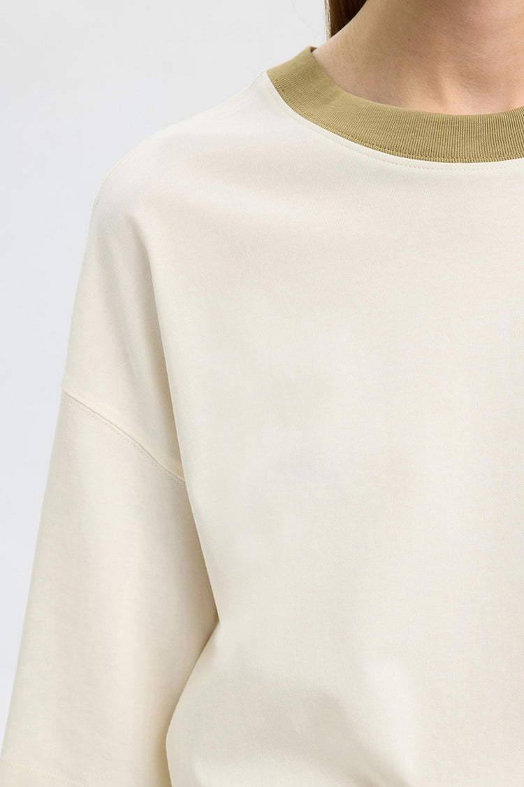 Selected Femme Egret Cool Woman 2/4 Oversized Tee 