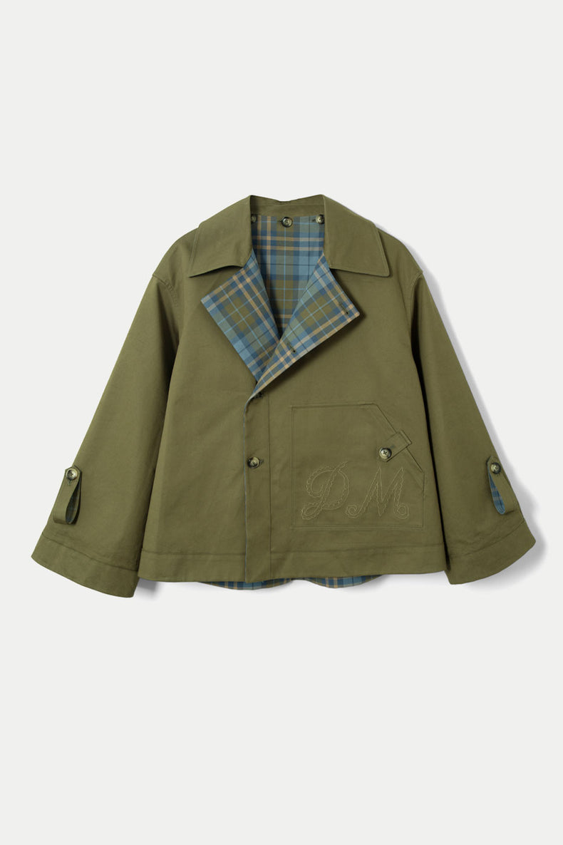 Damson Madder Olive Jerry Crop Trench Coat 