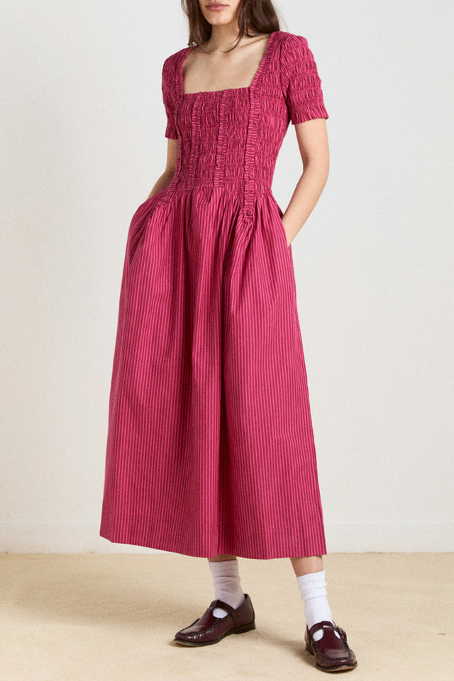 Damson Madder Berry Business Raphaela Ruffle Midi Dress 