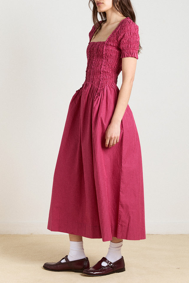 Damson Madder Berry Business Raphaela Ruffle Midi Dress 