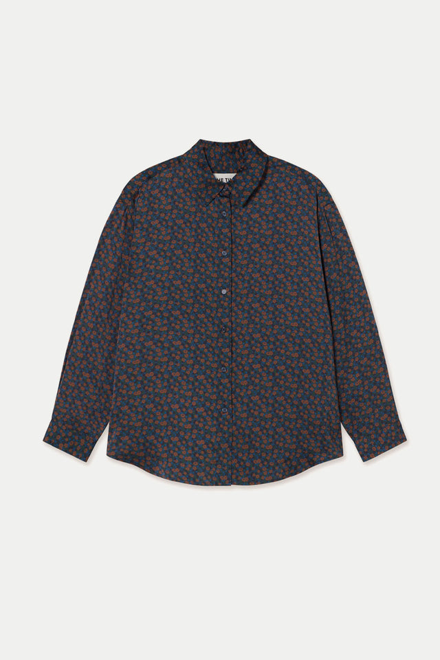 The Tiny Big Sister Light Navy Small Flowers Relaxed Shirt 