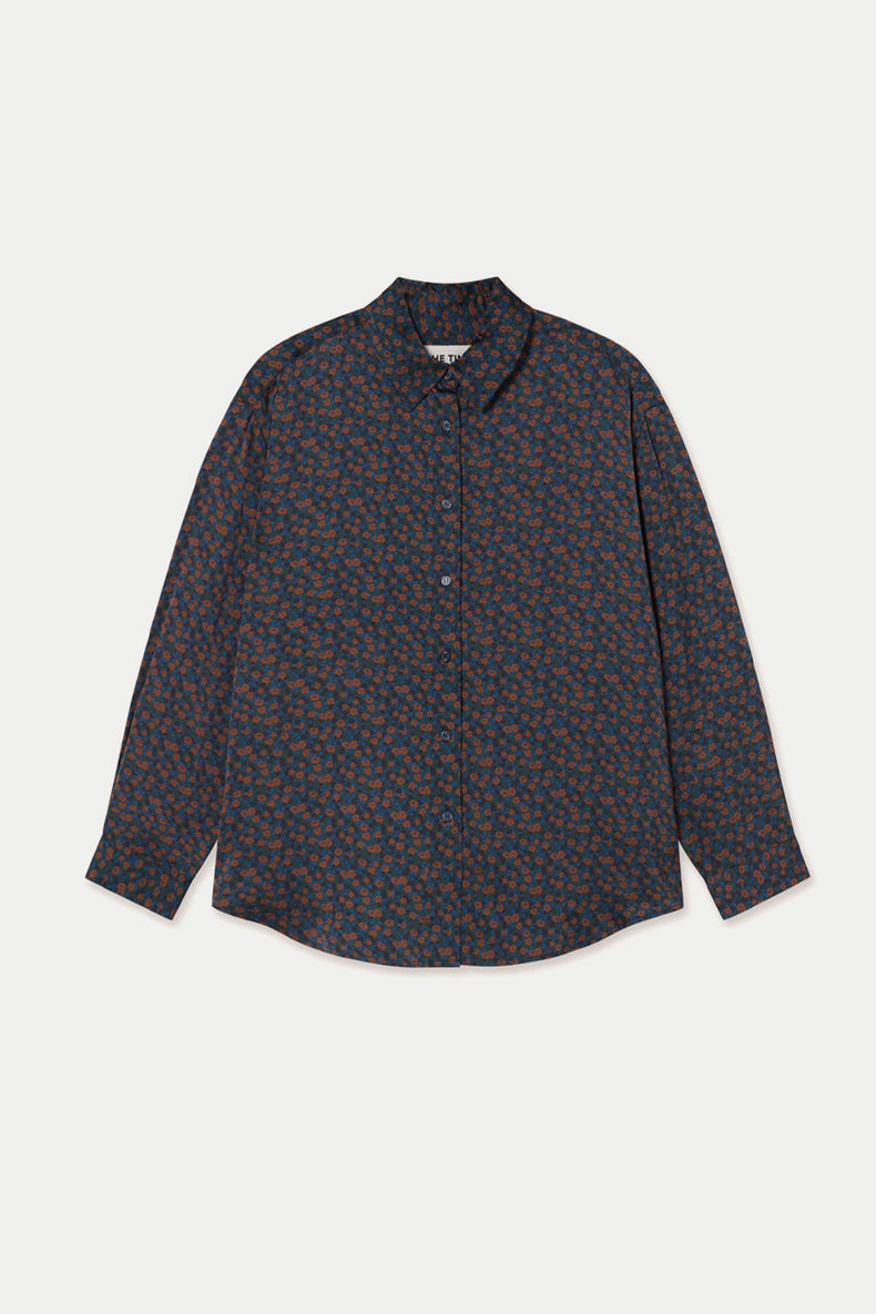 The Tiny Big Sister Light Navy Small Flowers Relaxed Shirt 