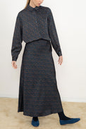 The Tiny Big Sister Light Navy Small Flowers Bias Cut Skirt 
