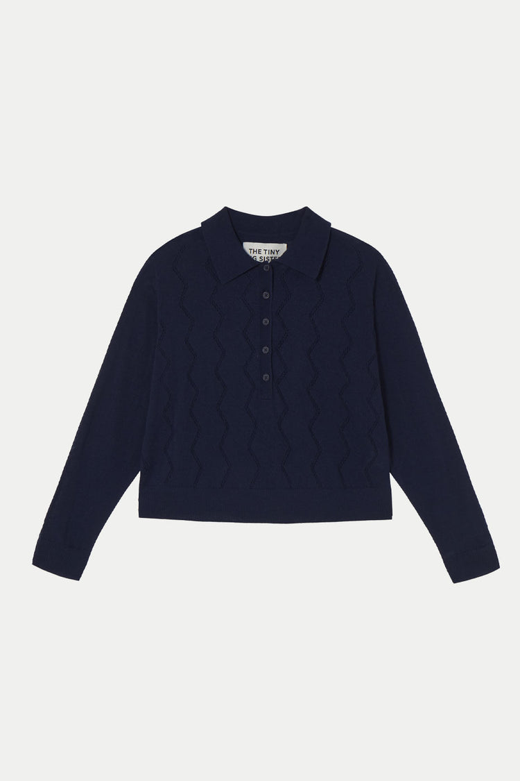 The Tiny Big Sister Navy Lace Frank Sweater 