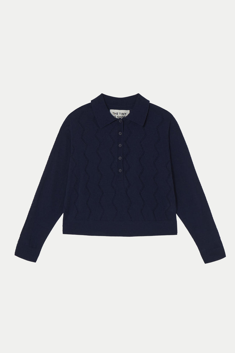 The Tiny Big Sister Navy Lace Frank Sweater 