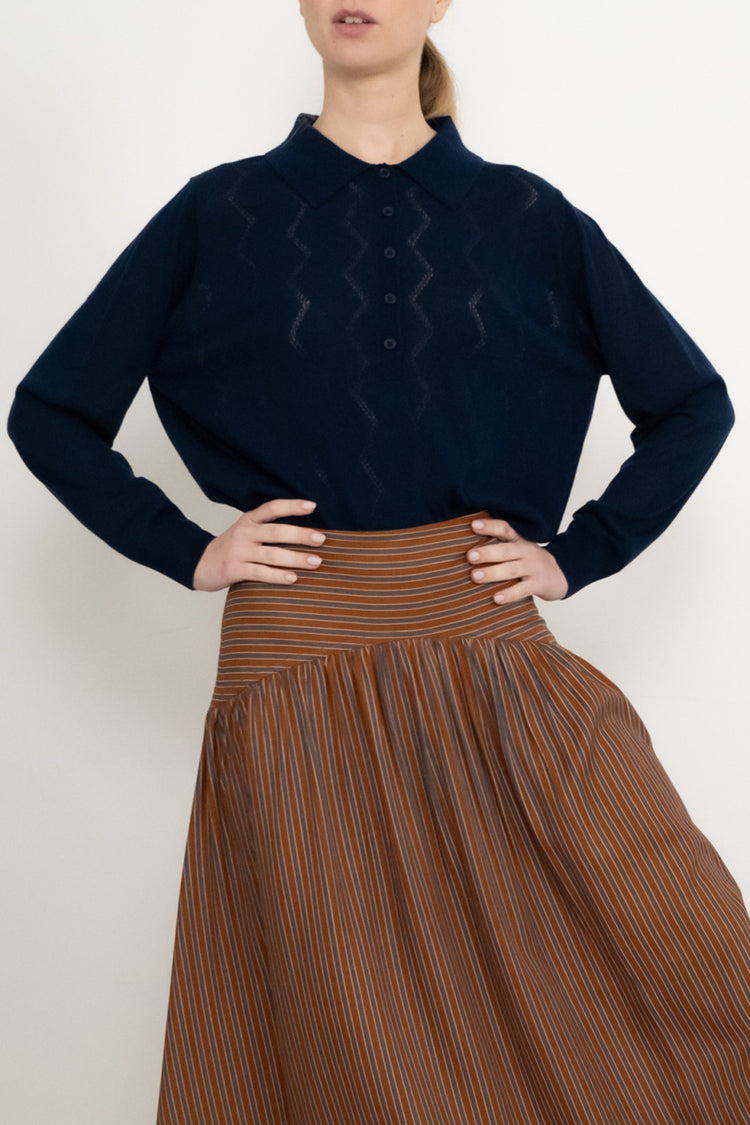 The Tiny Big Sister Navy Lace Frank Sweater 