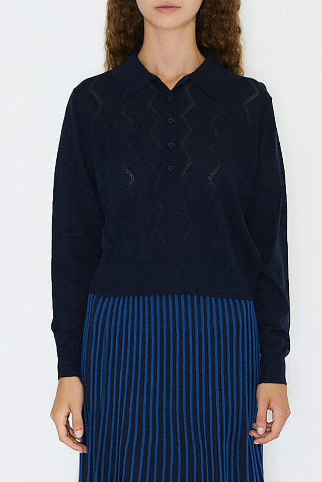 The Tiny Big Sister Navy Lace Frank Sweater 