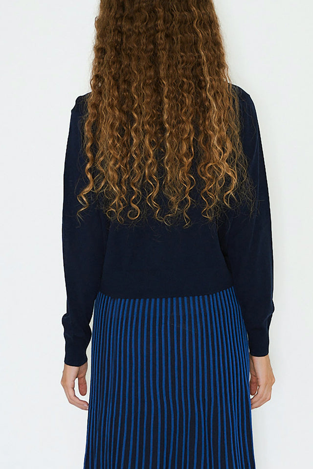 The Tiny Big Sister Navy Lace Frank Sweater 