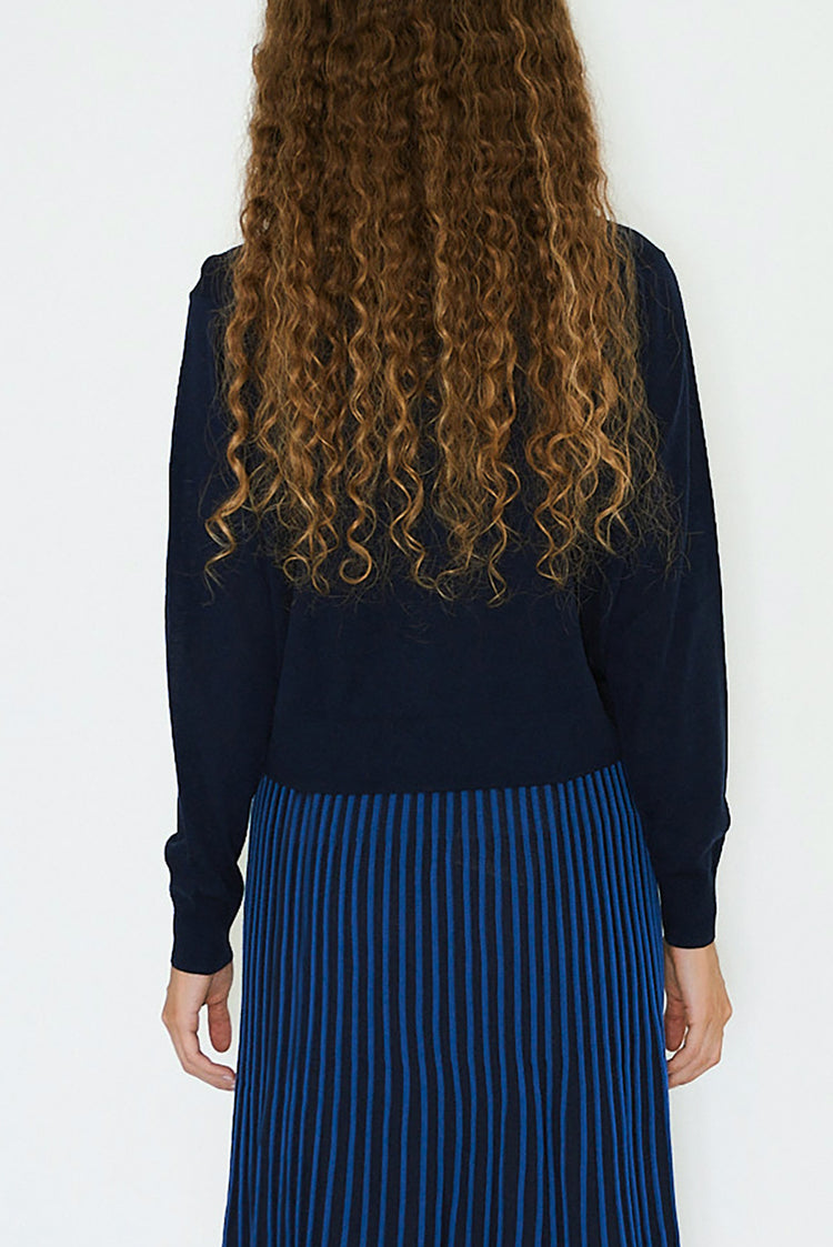 The Tiny Big Sister Navy Lace Frank Sweater 