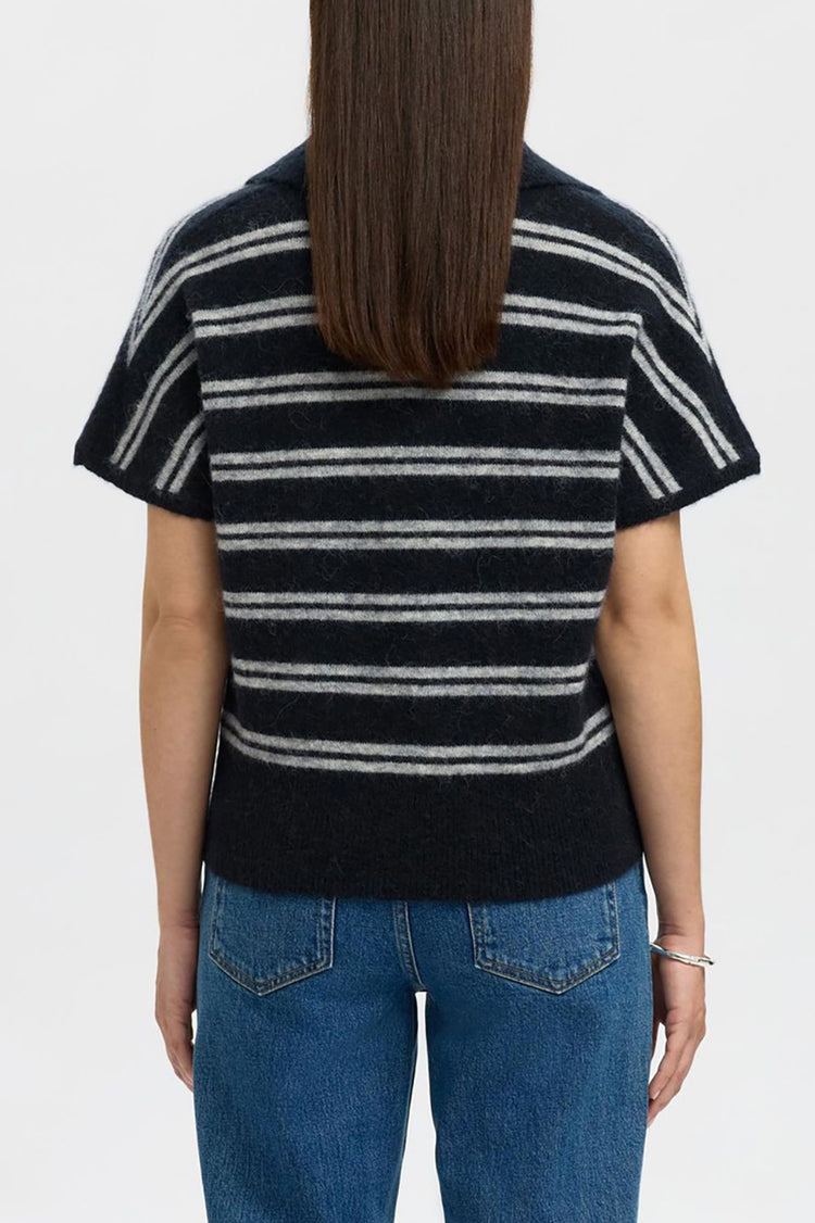 Selected Dark Sapphire Stripes Lulu Knit Polo Shirt 