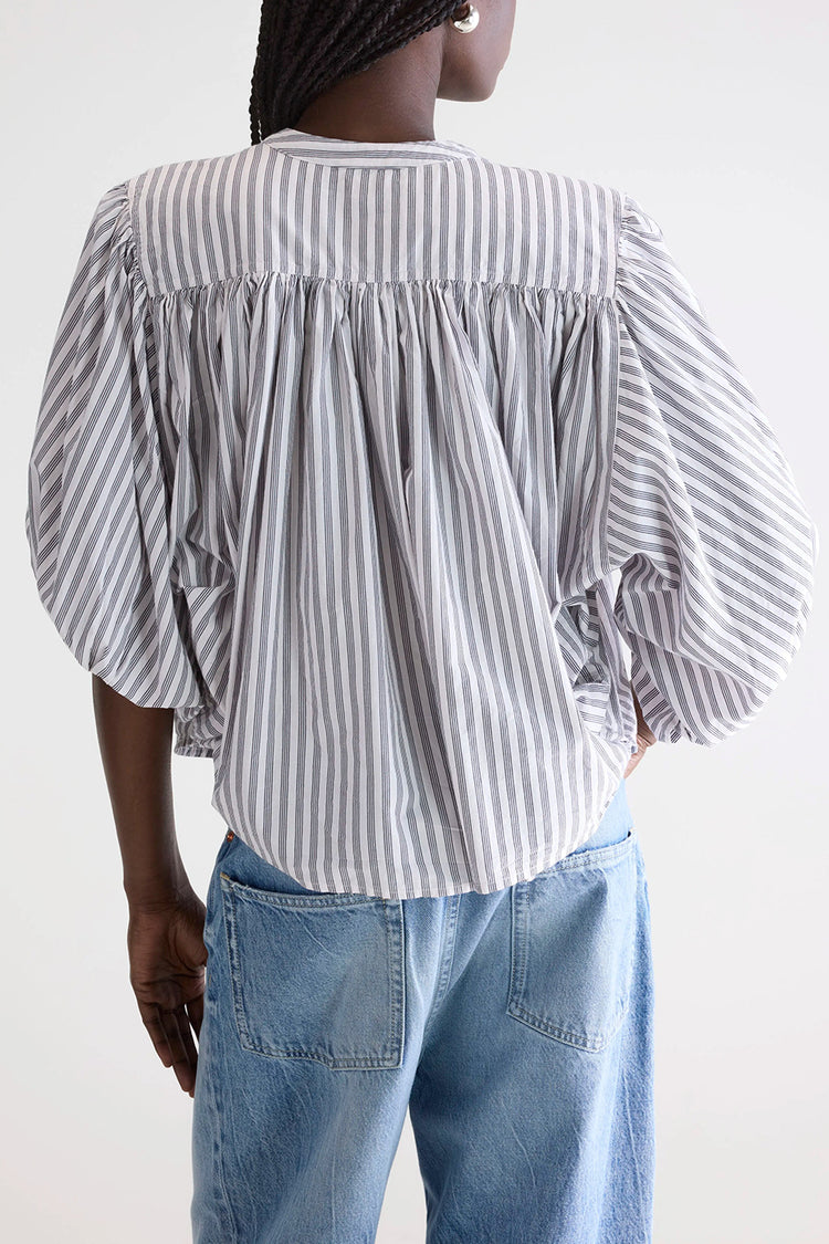 Bellerose Stripe Grey Ink Cropped Blouse 