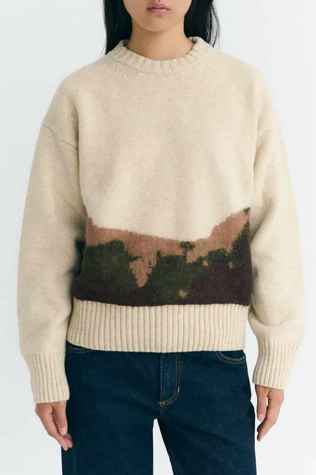 Thinking Mu Ecru Petra Knitted Sweater 