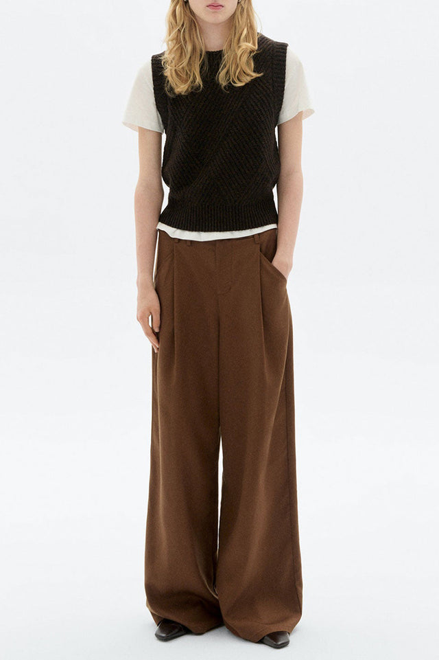 Thinking Mu Brown Kaia Knitted Vest 