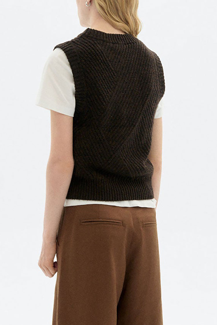 Thinking Mu Brown Kaia Knitted Vest 