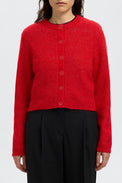 Selected Equestrian Red Sia Ras Knit Cardigan 