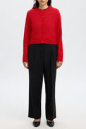 Selected Equestrian Red Sia Ras Knit Cardigan 
