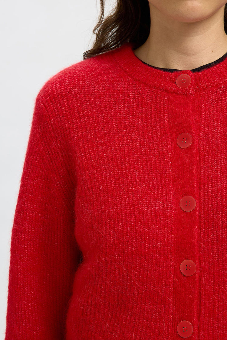 Selected Equestrian Red Sia Ras Knit Cardigan 