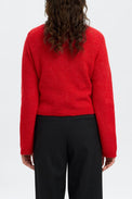 Selected Equestrian Red Sia Ras Knit Cardigan 