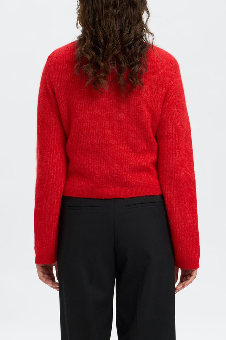 Selected Equestrian Red Sia Ras Knit Cardigan 