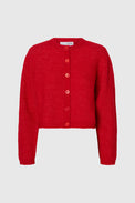 Selected Equestrian Red Sia Ras Knit Cardigan 