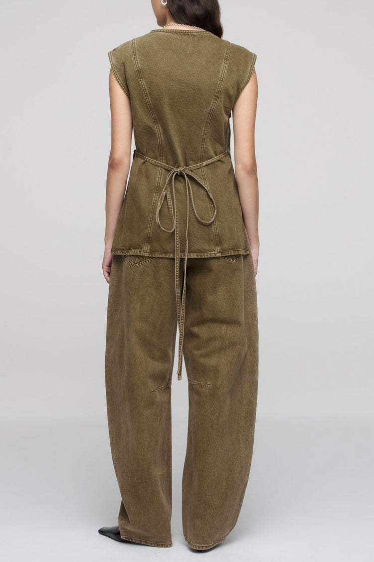 Dark Olive Wrap Top