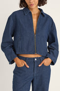 Rhythm Indigo Pinstripe Cropped Jacket 
