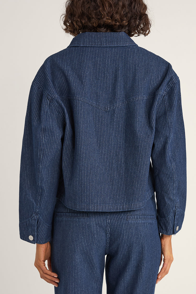 Rhythm Indigo Pinstripe Cropped Jacket 