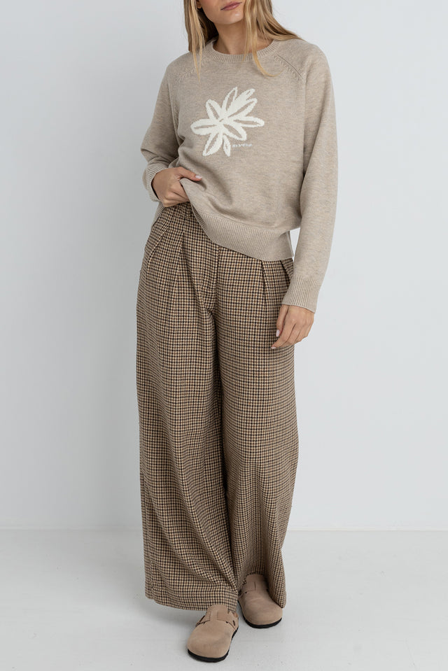 Rhythm Taupe Sanctuary Crew Neck Knit Jumper 