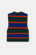 The Tiny Big Sister Bottle Green Striped Vest 