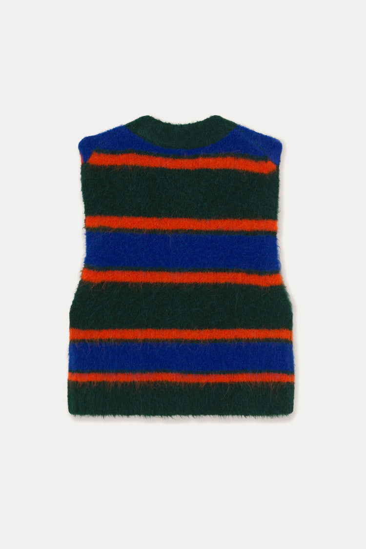 The Tiny Big Sister Bottle Green Striped Vest 