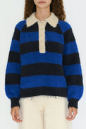The Tiny Big Sister Navy Ultramarine Frank Striped Polo 