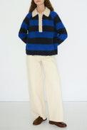 The Tiny Big Sister Navy Ultramarine Frank Striped Polo 