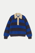 The Tiny Big Sister Navy Ultramarine Frank Striped Polo 