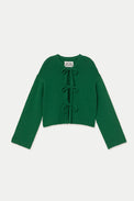 The Tiny Big Sister Dark Green Tie Detail Cardigan 