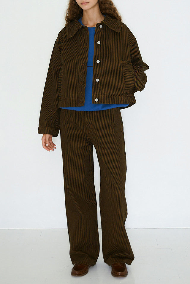 The Tiny Big Sister Navy Brown Berta Striped Denim Jeans 