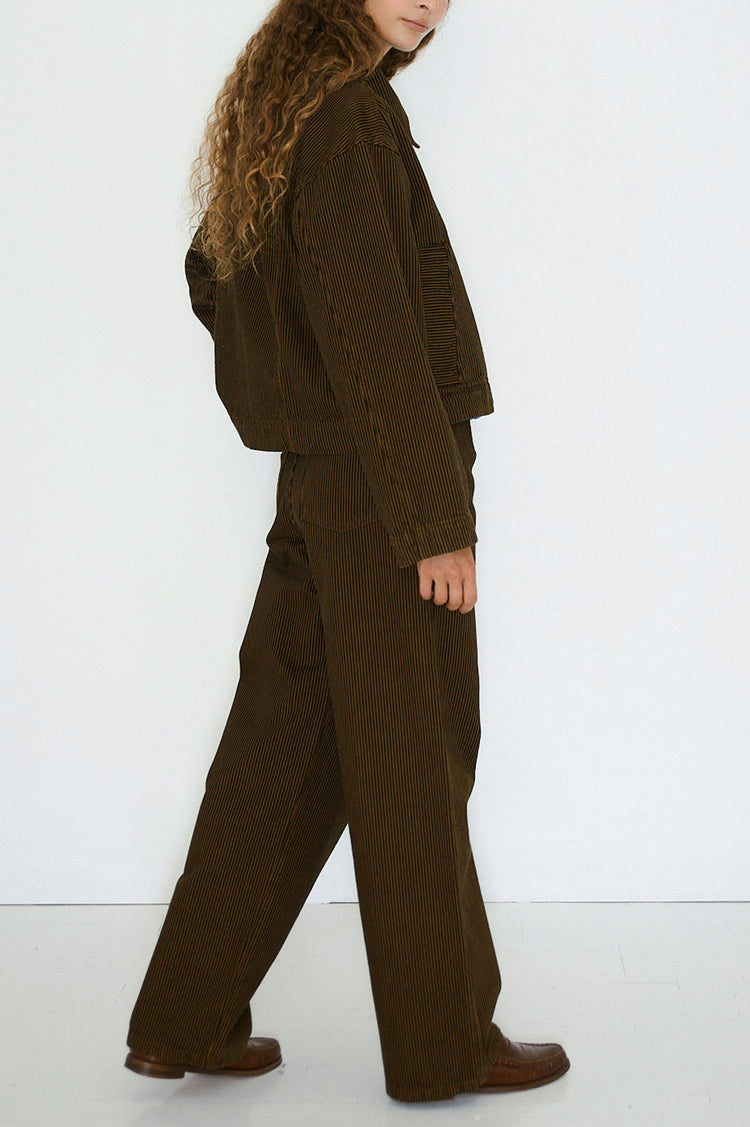 The Tiny Big Sister Navy Brown Berta Striped Denim Jeans 