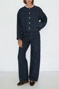 The Tiny Big Sister Deep Indigo Flowers Cropped Jacket 