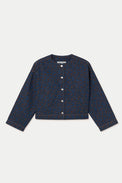 The Tiny Big Sister Deep Indigo Flowers Cropped Jacket 