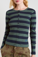 Damson Madder Green Navy Stripe Sybil Crew Cardigan 