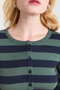 Damson Madder Green Navy Stripe Sybil Crew Cardigan 