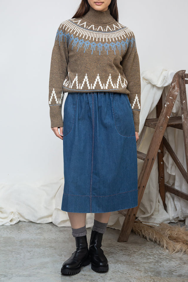 Beaumont Organic Taupe Marl Hawthorne Wool Knitted Jumper 