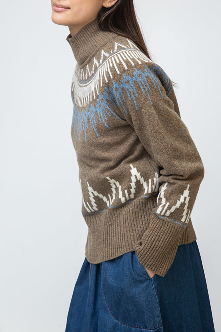 Beaumont Organic Taupe Marl Hawthorne Wool Knitted Jumper 