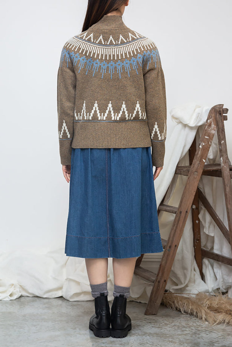 Beaumont Organic Taupe Marl Hawthorne Wool Knitted Jumper 