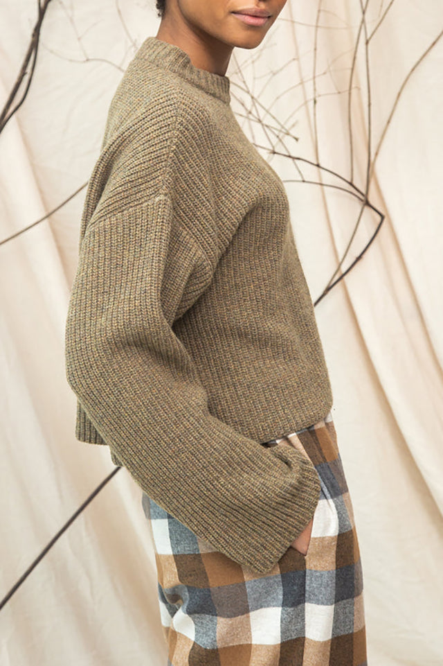 Beaumont Organic Taupe Marl Leo Wool Knitted Jumper 