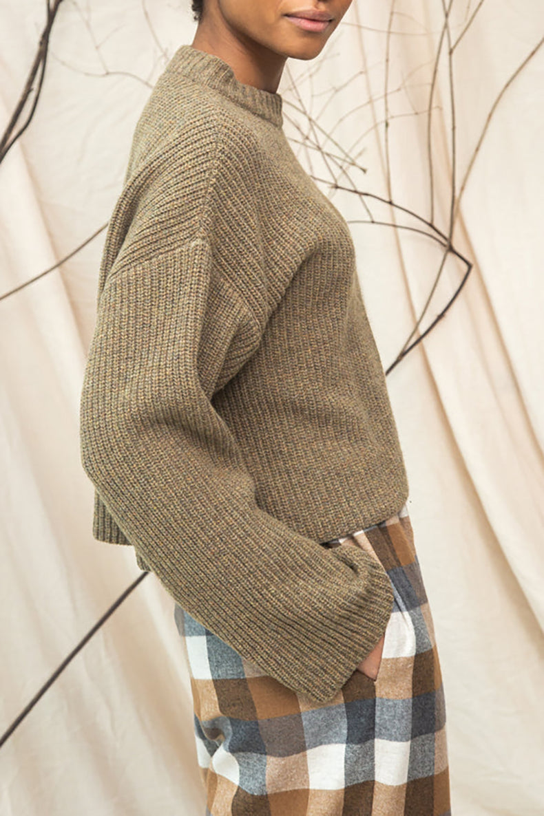 Beaumont Organic Taupe Marl Leo Wool Knitted Jumper 