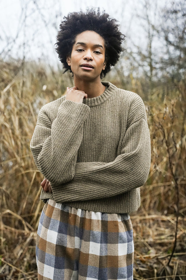 Beaumont Organic Taupe Marl Leo Wool Knitted Jumper 