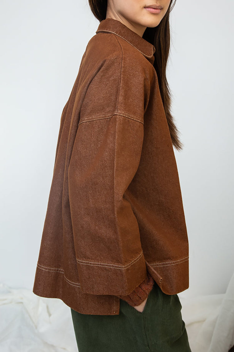 Beaumont Organic Bark Brown Dylan-Leigh Denim Overshirt 