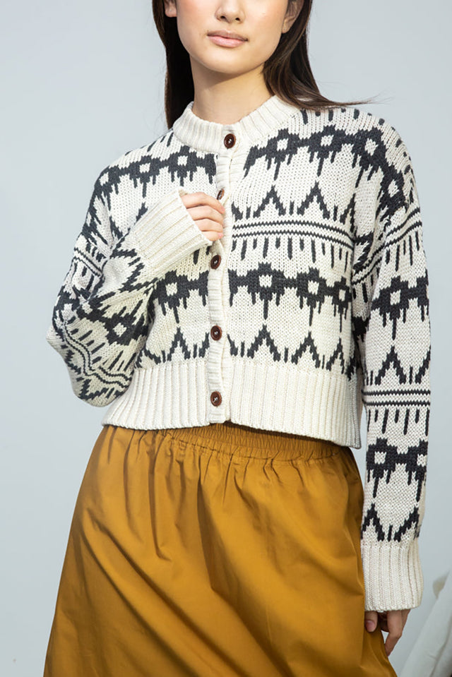 Beaumont Organic Ecru Marl Sugi-Sue Knitted Cardigan 