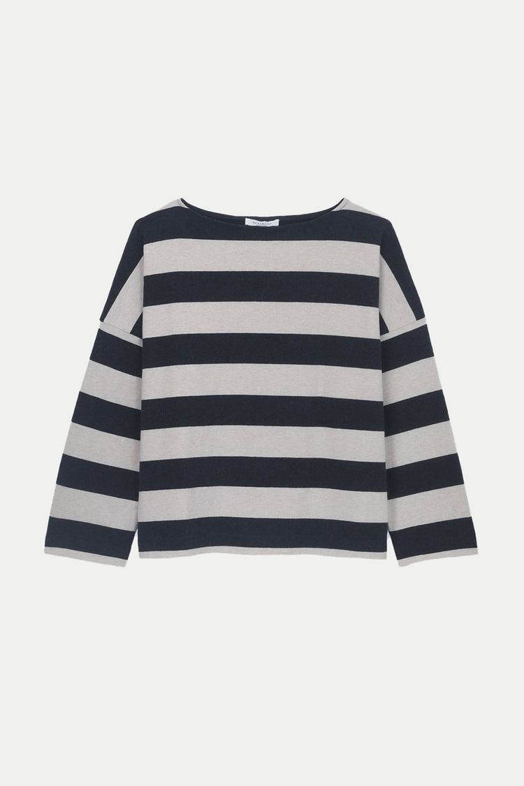 Beaumont Organic Charcoal & Ecru Leia-Sue Stripe Jersey Top 